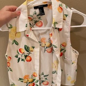 Fruity tie crop button up